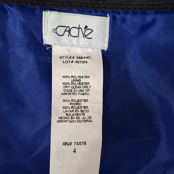 Cache Royal Blue Satin Empire Waist Romantic Y2K Made in USA Mini Dress Size 4 - Picture 10 of 12